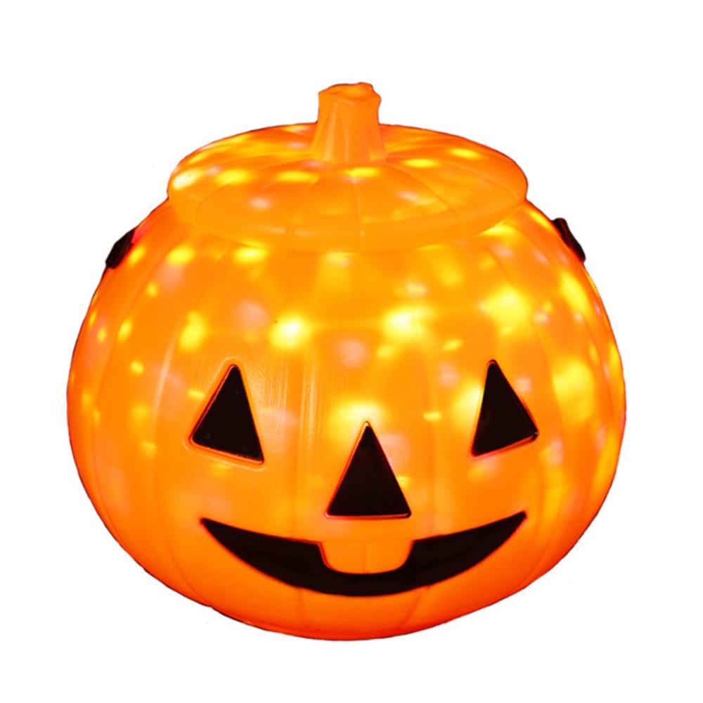 With Handle Pumpkin Basket Halloween Lighting Candy Bucket Fun Party Basket  For Boys Girls