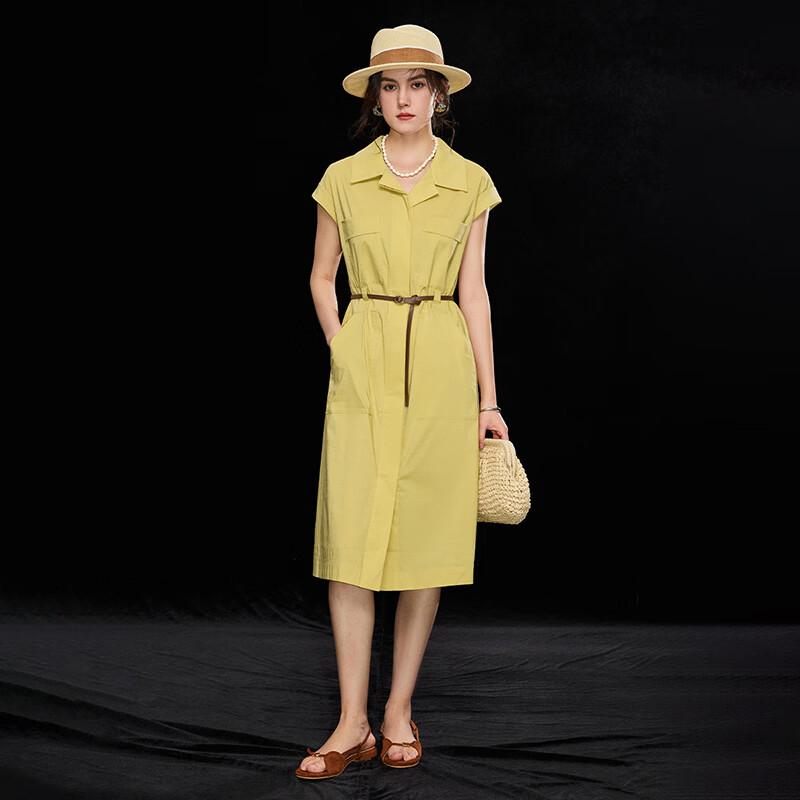 Wudao Summer Lapel Belted Shirt Dress