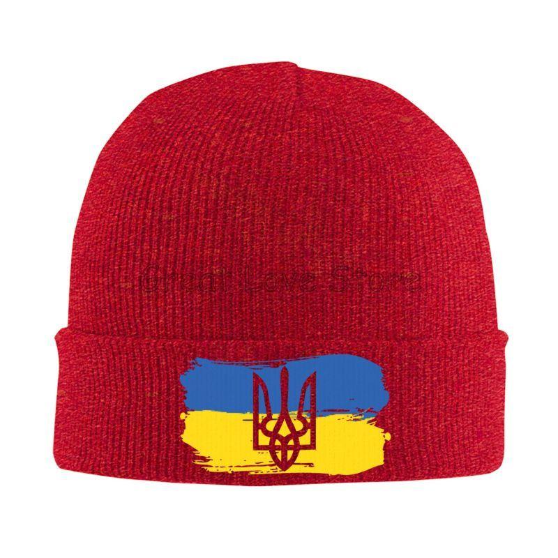Ukraine Emblem Bonnet Hats Unisex Elastic Knit Hat Winter Warm Skullies Beanies Head Wrap Caps for Travel Outdoor Hiking Camping