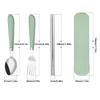 410 Stainless Steel Chopsticks Tableware Portable Fork Spoon Student Office Worker Three-Piece Cute Storage Box Cutlery Set