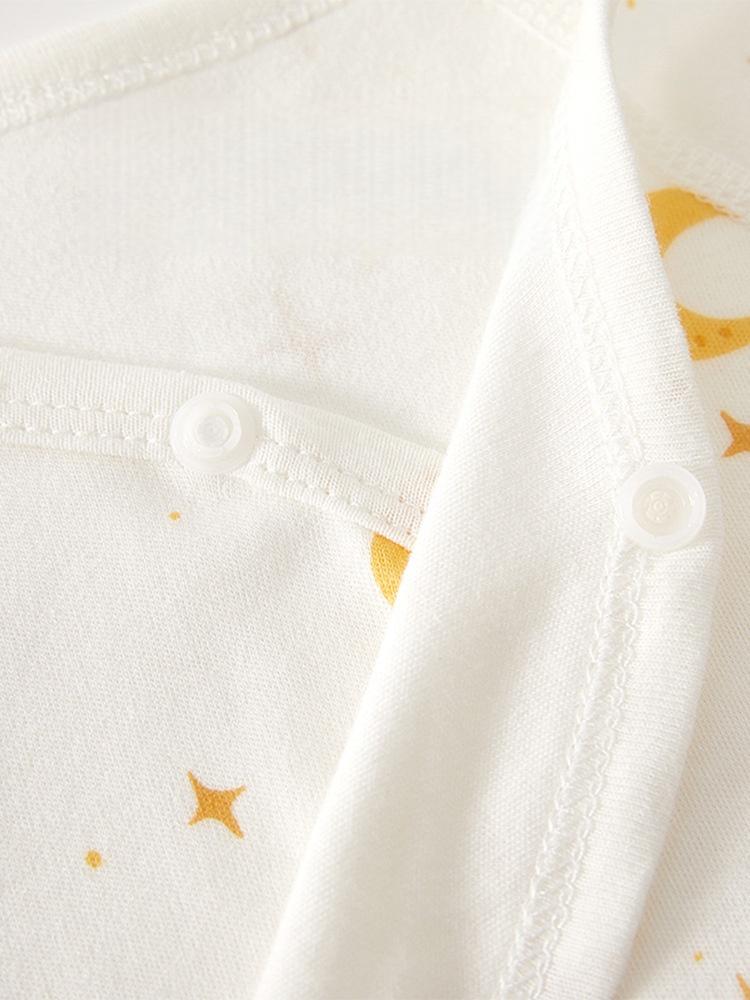 Spring Cute Baby Romper Moon Print Bow Long Sleeve Bodysuit for Toddler Boys Girls Soft Pure Cotton Newborn Jumpsuit