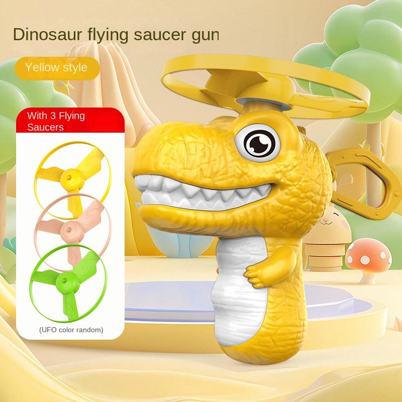 Non-Toxic Childrens Dinosaur Bamboo Dragonfly Toy Hand Pulled Flying Disc Frisbee Spinning Flying Parent Child Outdoor Interaction Toy
