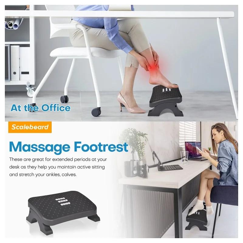 Under Desk Footstool w/Massage Rollers, Ergonomic Home Office Work Game Foot Rest, Helps Muscle Relax, Leg Care, Pain Relief