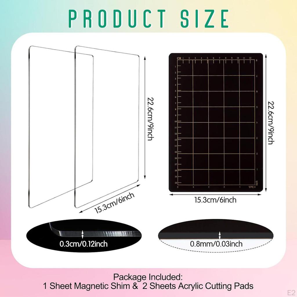 Clear Acrylic Cutting Plates with Card-sized Grids, Functional Accessories for Machines (8.9