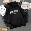 Sudadera con capucha para hombre y mujer, diseño de ciudad de Nueva York, EE. UU., con letras estampadas, estilo Harajuku, informal, holgada, ropa deportiva
