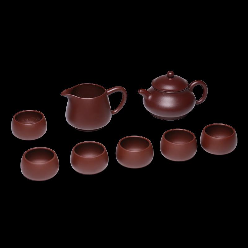 Gold Inlaid Jade Pan Pot Zisha Tea Set
