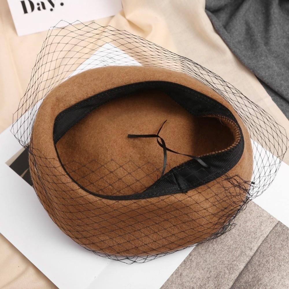 French Style Painter Hat Net Beanie Cap Vintage Mesh Wool Beret  Girl