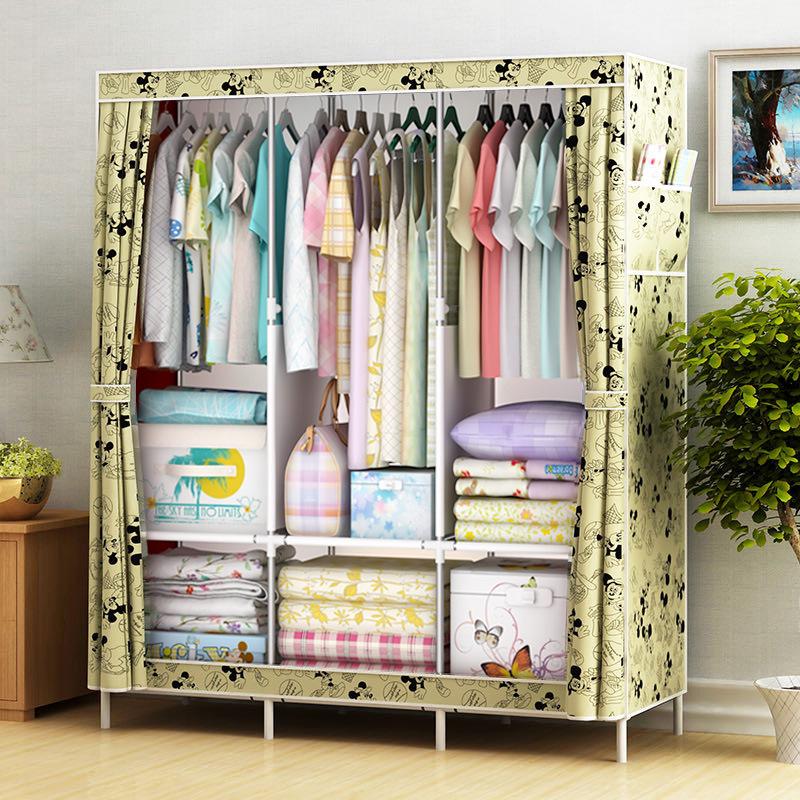 Moderne minimalistische Stoffgarderobe: Einfach zu montierender Aufbewahrungsschrank für das Schlafzimmer