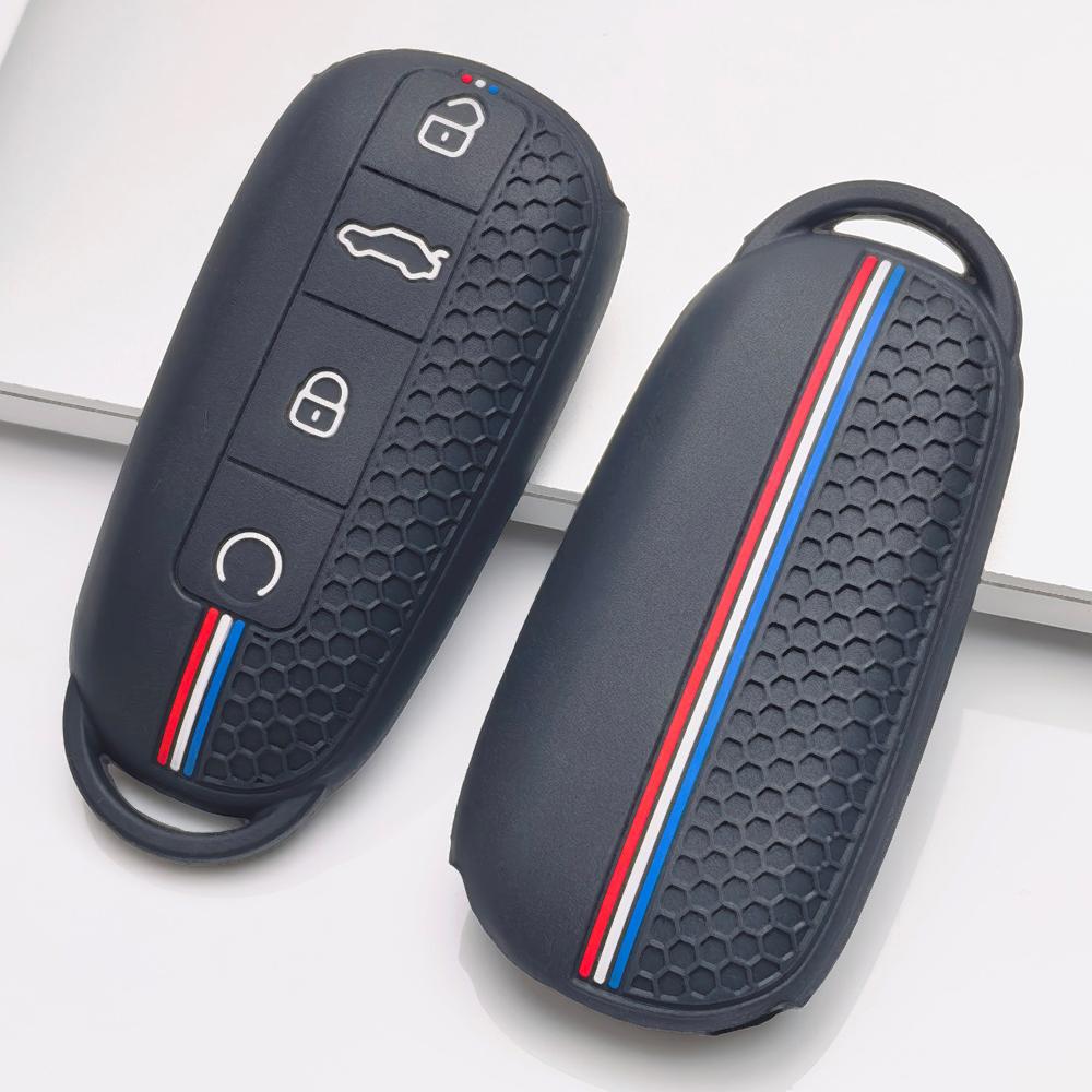 Soft Silicone Car Key Ring Strap for Chery Tiggo 7 Pro Arrizo 8 OMODA 5 Jetour Traveler Honeycomb Texture Racing Stripe Key Ring Holder Protector