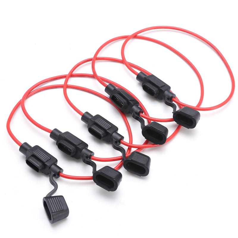 5Pcs 14AWG Car Mini Fuse Box Blade Type In Line Fuse Holder Waterproof for 2V 30A Car Motorcycles Wire Cutoff Switch Socket