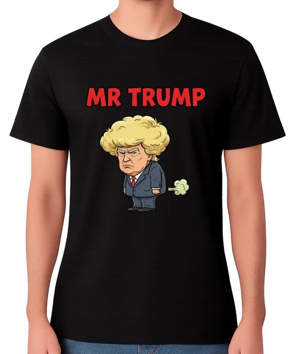 Mr Trump Cartoon T-Shirt Political Fart Humour Character Farting President Tee XXL