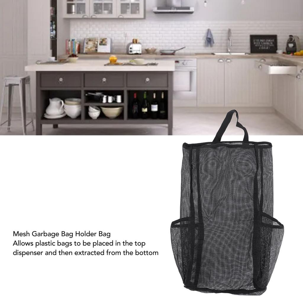 Plastic Bag Holder Dispensers Polyester Hanging Mesh Grocery Bag Plastic Garbage Bag Storage Dispenser