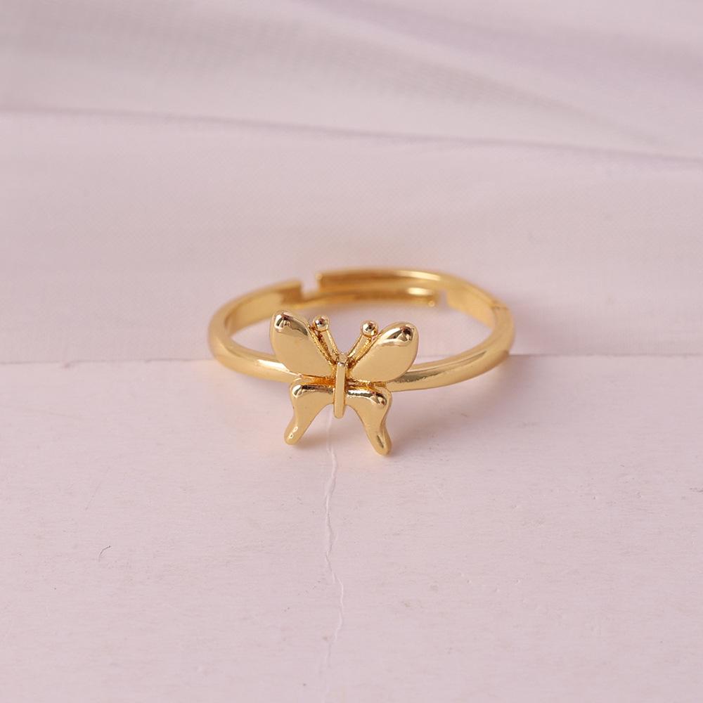 Элегантное двуцветное открытое кольцо-бабочка: Серебряное/Золотое Женское Модное Кольцо-Заявление
