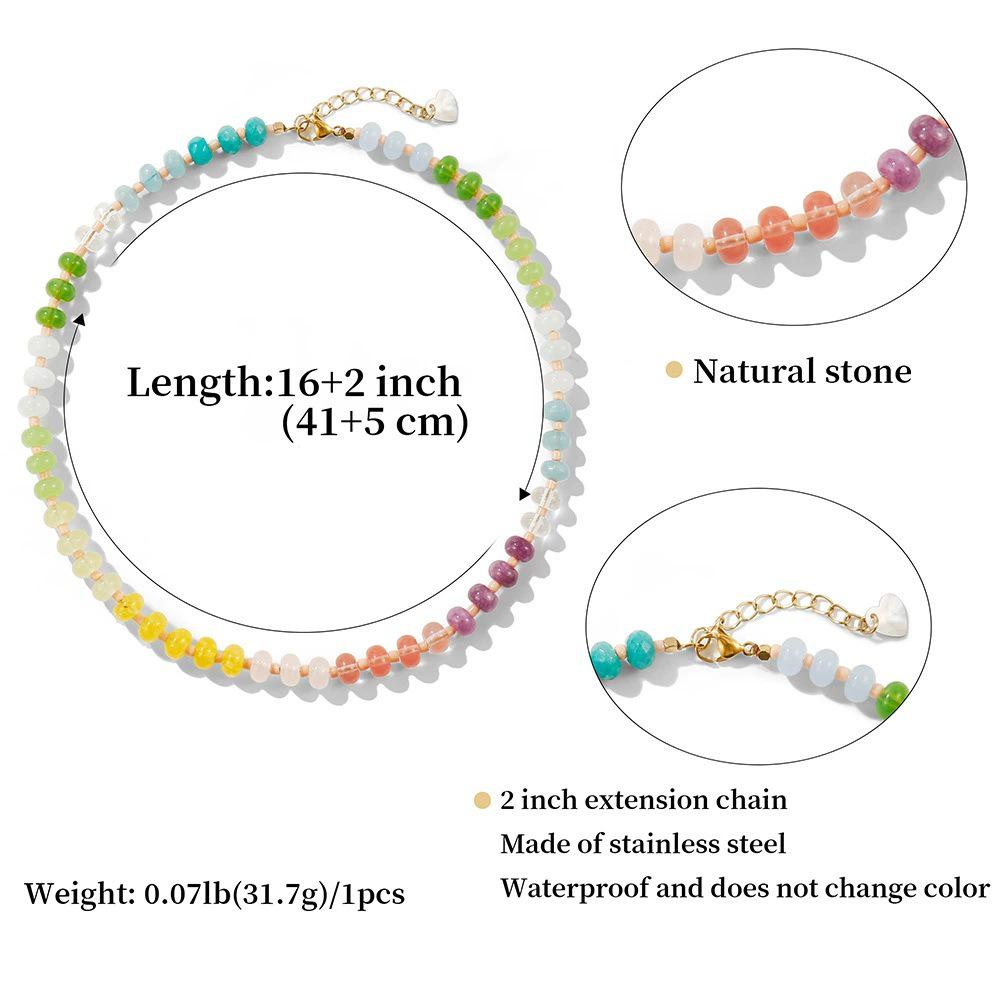 Bohemian Rainbow Natural Stone Beaded Necklace
