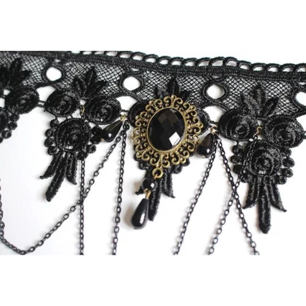 Gothic Lace Choker Black Retro Gothic Punk Style Necklace for Women Girls for Halloween Decorations Party Accessory