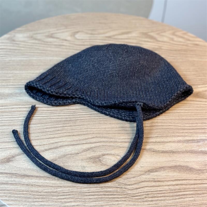 Autumn and Winter Warm Wool Hat Women's Ear Protector Knitted Pullover Hat Strap Fashion Hat