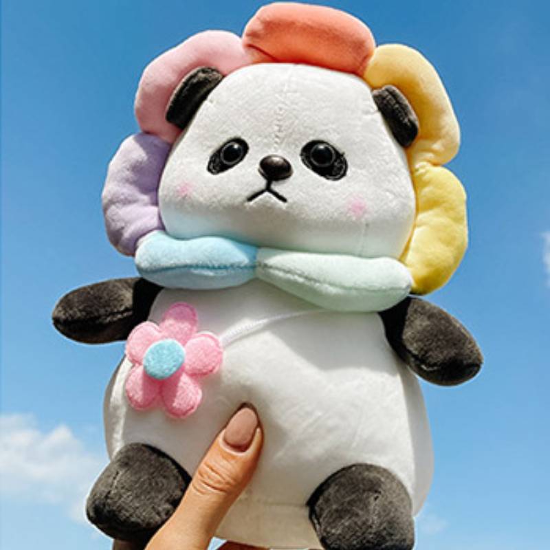 

Cute Sun Flower Panda Plush Toy Stuffed Doll Pillow Child Kids Gift Decor Home PinkBag,25cm/9.84in