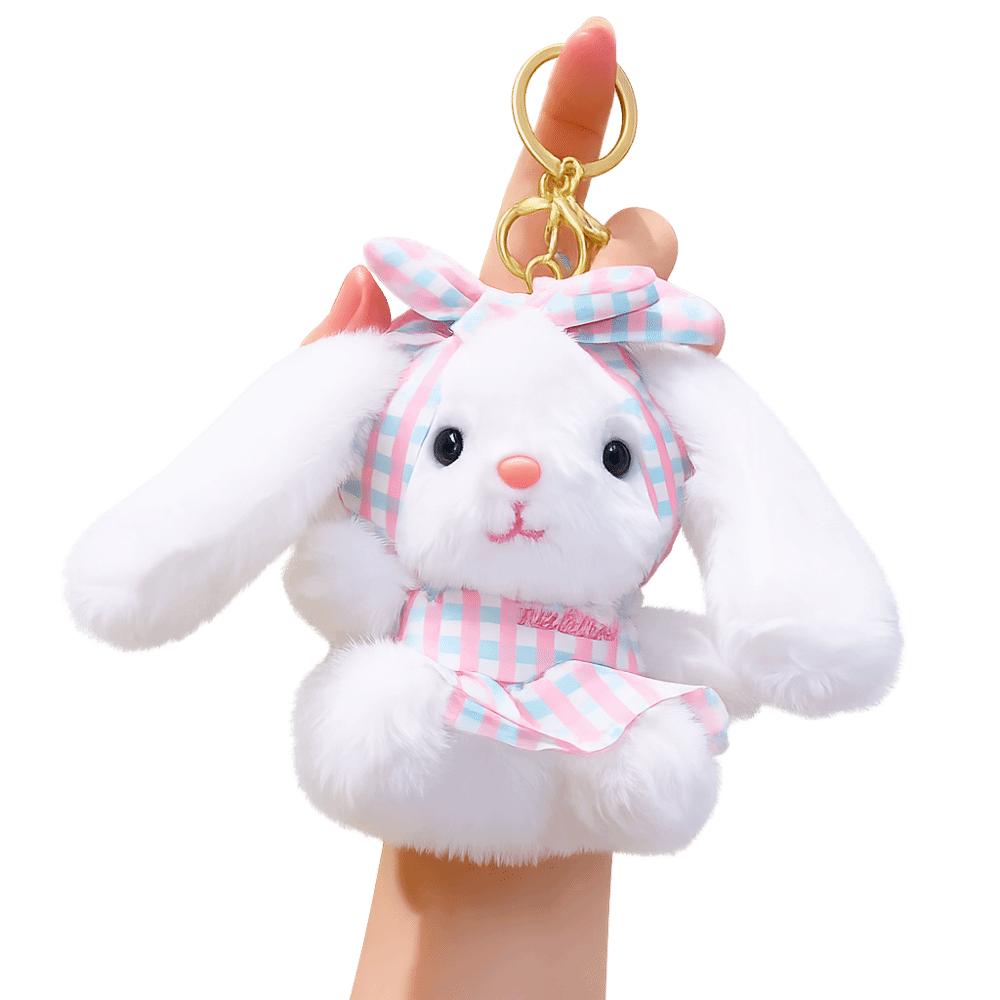 

Multicolored Easter Stuffed Bunny Keychain Bow Rabbit Pendant Bag Charm Plush Toy Key Ring Gifts Style A