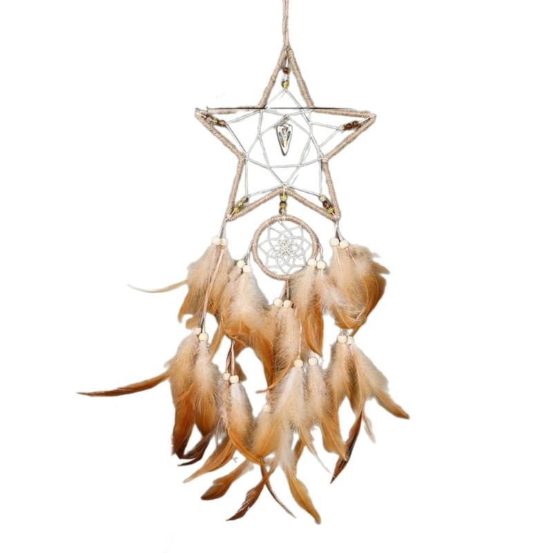 Dream Catcher Handmade Moon Star Sun Designs withFeathers Dreamcatcher Wall Hangings Decoration Ornament