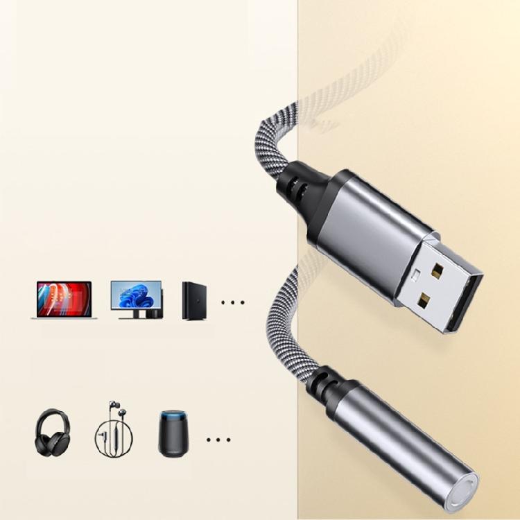 USB to 3.5mm Female Auditory Adapter for Seamlessly Connection of Headphones and Microphones