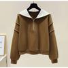 Sweatshirt for Women Oversize Loose Half-Zip V Neck Casual Pullover Long Sleeve Winter Sweatshirt Top