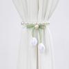 Magnetic Curtain Tiebacks, with Pearl And Tulip Buds Decor, Easy Fixing No Drilling Curtain Ties for Home Bedroom Living Room