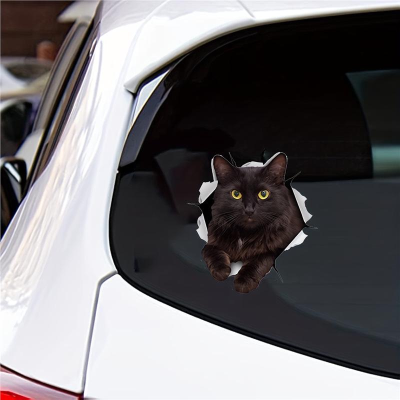 3D Svart Katt Bilfönsterklistermärke