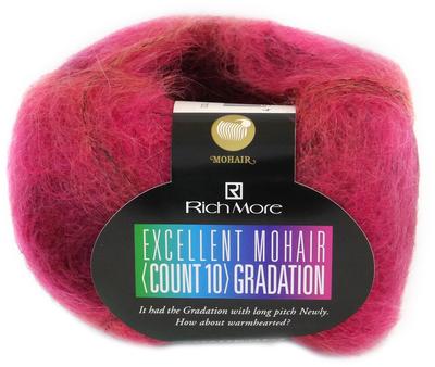 Richmore Excellent Mohair 10 Count Kleurverloop Middel Pak van 3249 Garen, Gewicht, Kleur. 106, Rood, 20g, Ongeveer. 200m, 5,