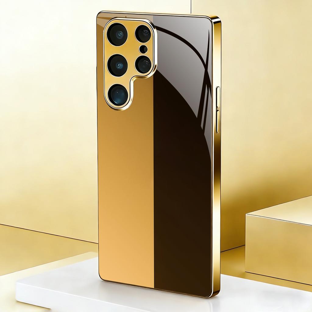 Electroplated Gold New Phone Case for Samsung Galaxy S26 Ultra S25 Plus S24 S23 S22 Fe Tempered Glass Artistic Texture Patterns