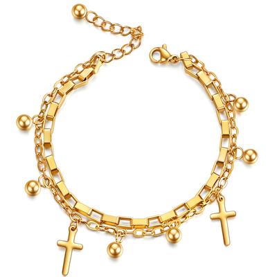 New Indifference Trend Men's and Women's Titanium Steel Bracelet Cross Personality All-Match Bracelet Women