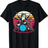 Cat Playing Drums Drummer Novelty Music Lover Funny Drummer T-Shirt(1)