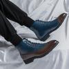 Fashion Men Short Boots Blue Fashion Handmade Men Ankle Boots Lace-up Square Toe Mixed Colors  Botas Cuturno Masculinas