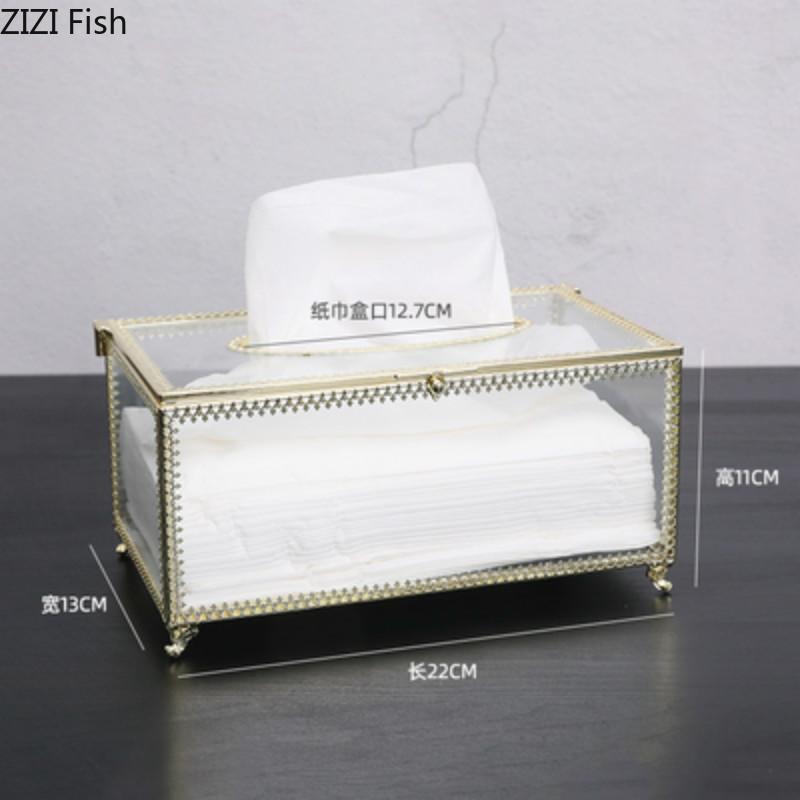 Europäische Kreative Glas-Taschentuchbox Einfache Wohnzimmer-Haushalts-Transparente Taschentuchbox Nordische Luxus-Leichtluxus-Serviettenablage