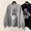 Damenmode Lockeres Bären-Sweatshirt Lässig Plus Fleece Dreidimensionale Dekoration Top