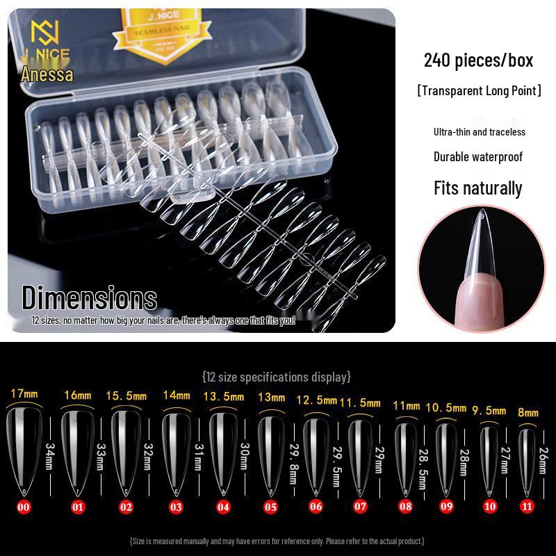 Dual-Use Seamless Transparent Frosted Nail Tips - Extendable Flat/Arc Design
