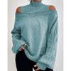 Hochwertiger Winter-Off-the-Shoulder-Halbrollkragenpullover für Damen, lockerer Strickpullover für Damen