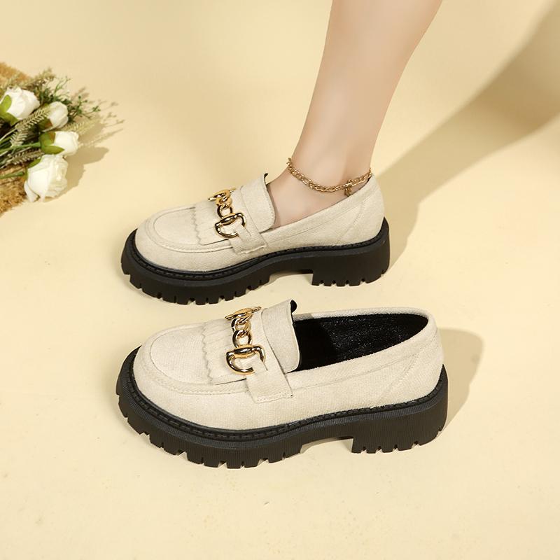 Fashion 2024 Autumn High Quality Women Shoes Light Comfort Flas Platform Shoes Metal Buckle Casual Mother Shoes Wedge Women Loafers