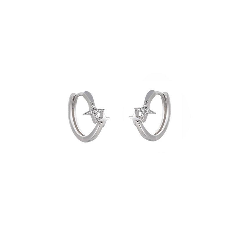 Star Ear Buckle Earrings Women'S Niche Design Sense Temperament Simple Lucky Tetragonal Star Earrings Tide