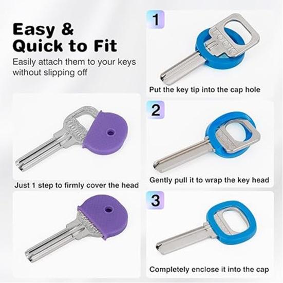 24/32/40 Pcs Colored Key Caps Flexible Round Rubber Key Covers Semi-circular Key Tags Identifiers for House Keys Non Odd-Shaped Keys