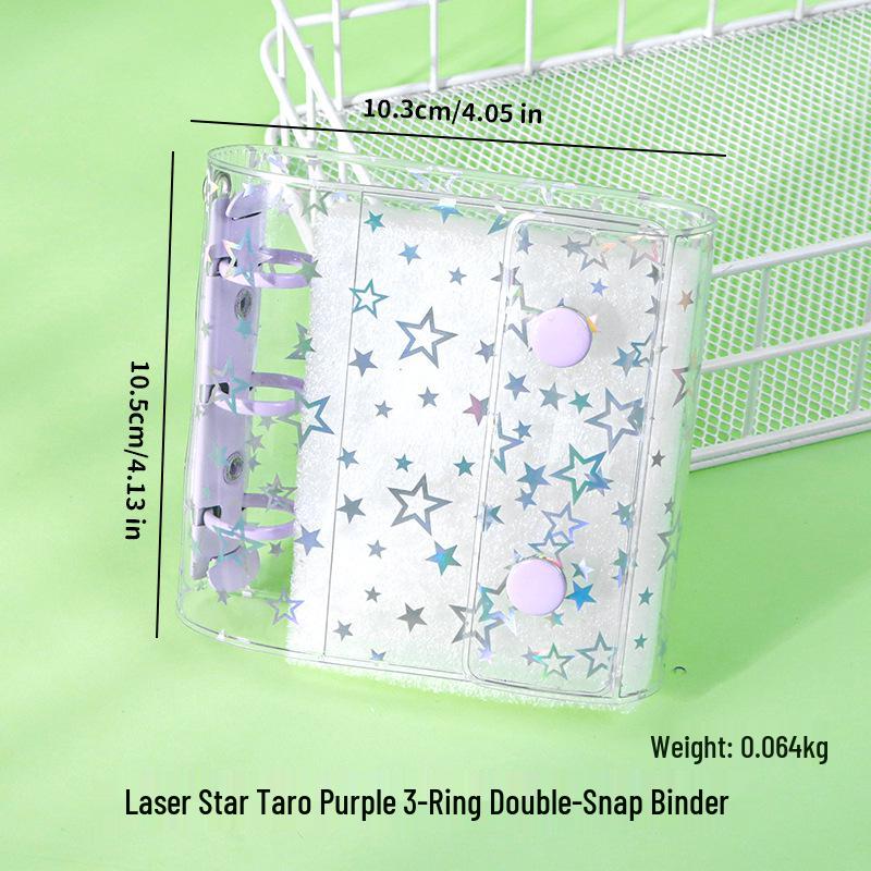 A6A7A8m5 Star Double Buckle Transparent PVC Soft Shell 6-Hole Metal Clip Planner Album Book Cover