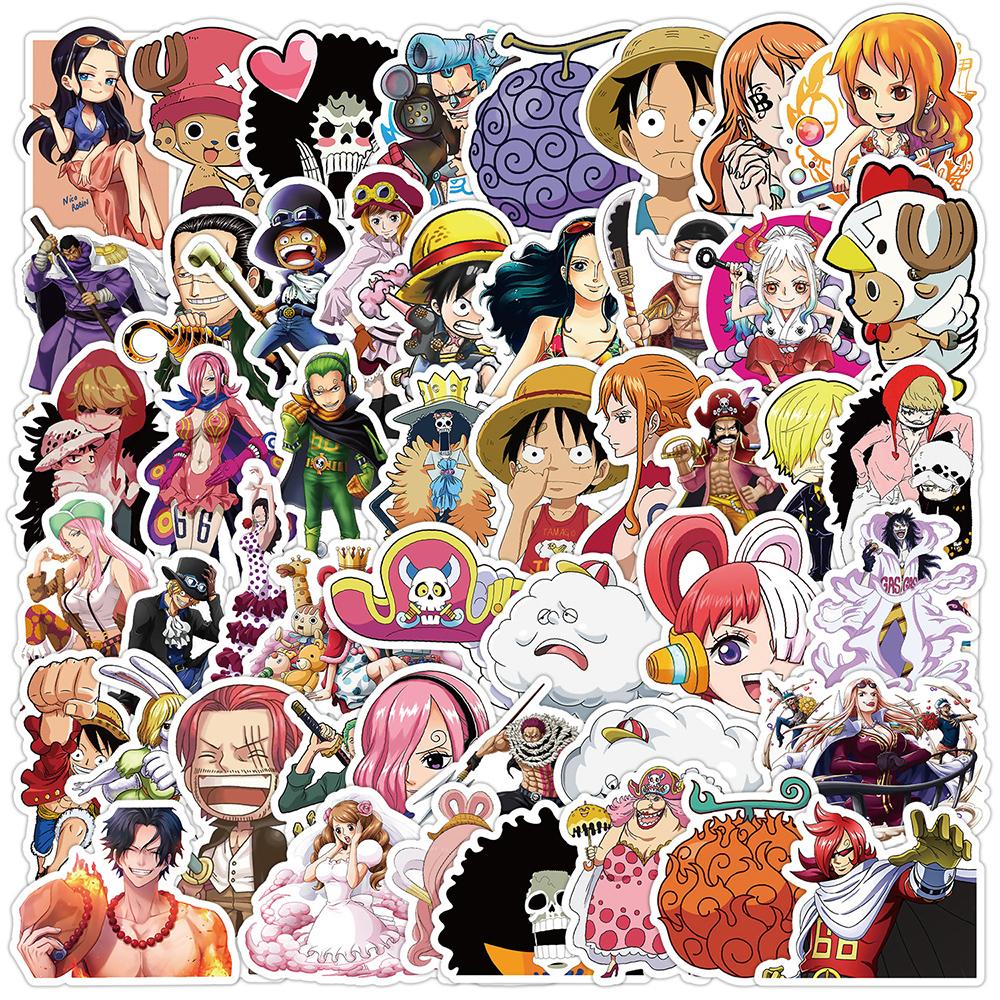 50/100pcs ONE PIECE Anime Stickers Cool Cartoon Decals Kid Toy DIY Stationery Suitcase Car Bike Waterproof Classic Manga Sticker