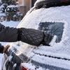 Scratch Free Glass Deicing Tool Car Snow Shovel with Built-in Glove, Integrated Winter Ice Scraper Mitt Durable for Truck Windshield Windshield,
