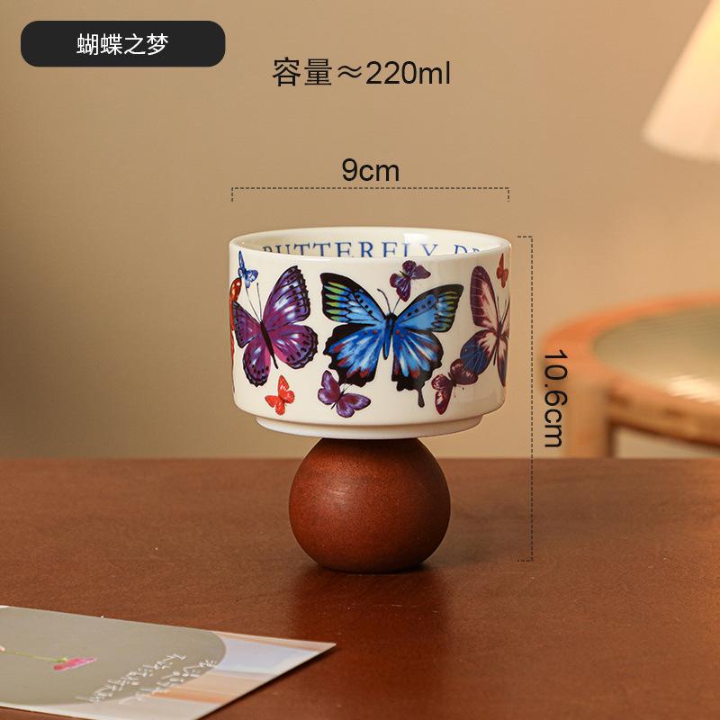 

Керамическая чашка для свечи ручной работы с красочным цветочным узором, кружка для мороженого и десертов, милый кухонный декор, многоразовая кружка