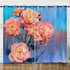 Curtain Flower Rose Simple 3D Digital Printing Blackout Curtain Punching