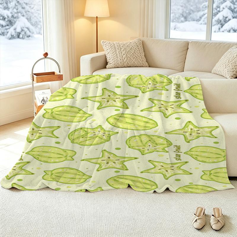 Soft Fleece Blanket - Star Fruit Collection | Breathable, Skin-Friendly, Warm & Fresh Style, Ideal for Home Lounge, Christmas & Halloween