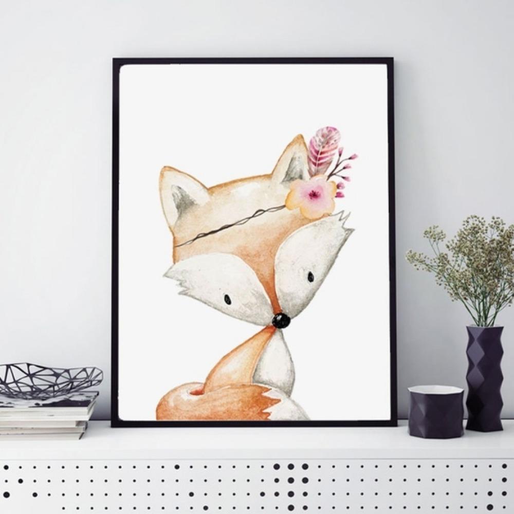 

Современный скандинавский кавайный лиса кролик олень животное А4 настенная живопись холст печать плакат мультфильм настенные картины для гостиной детская комната декор 21*30cm No Frame