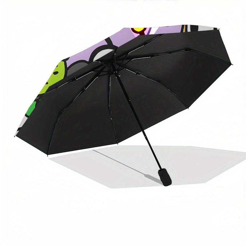 KEROKEROKEROPPI Automatic Folding Umbrella-Simple 8-Rib Design, Bright Cartoon Pattern, Durable Iron Frame, Suitable For Travel, Outdoor, Be