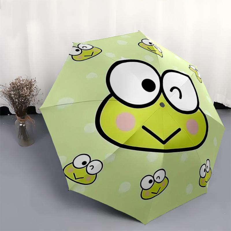 1pc Automatic Opening Umbrella with Frog Face Design - Portable Folding Design, 8-Bone Iron Frame, Outdoor Use, Perfect Gift for Fans, Travelers, Dail