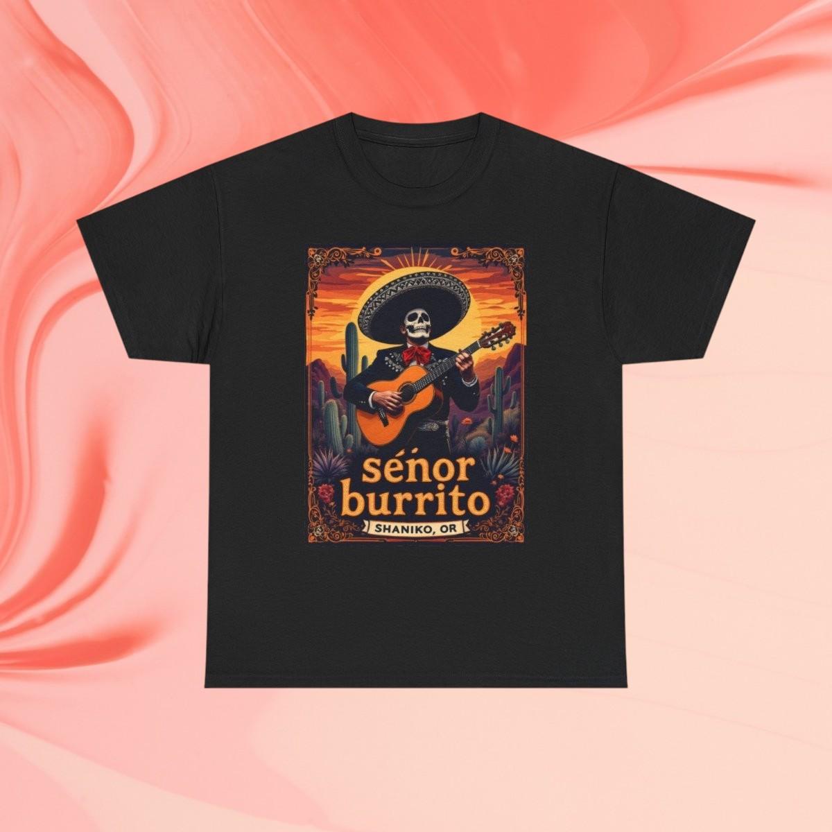 Футболка Señor Burrito Shaniko ИЛИ | Скелет Гитара Текс-Мекс Пять мая XL