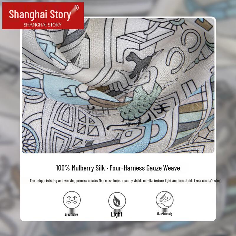Shanghai Story 100% Mulberry Silk Large Square Scarf Shawl